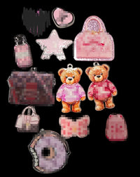 11-Piece Pink Designer Monogram Acrylic Charm Mix & Match Set