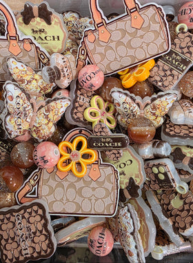 Warm Peach & Gold Coach Dup Monogram Beads and Charms Mix