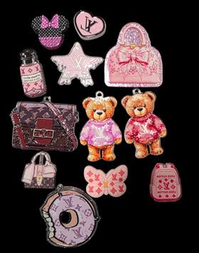 11-Piece Pink Designer Monogram Acrylic Charm Mix & Match Set