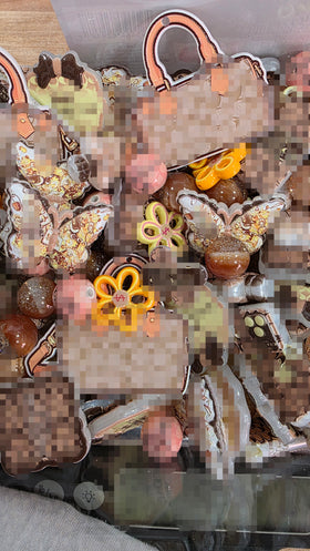 Warm Peach & Gold Coa Dup Monogram Beads and Charms Mix