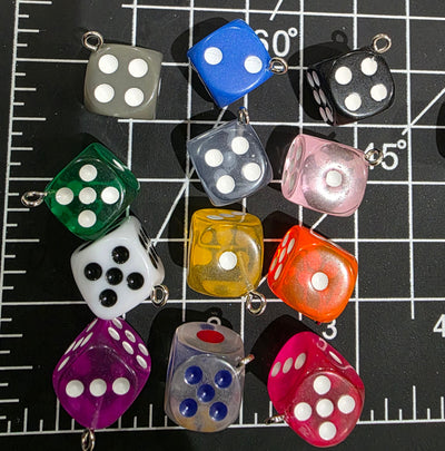 Dice Charms/ Colorful Dice Charms/ Lucky Dice Pendant 2pcs