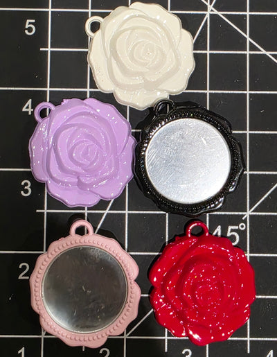Resin Rose Mirror Pendant- 1 pc