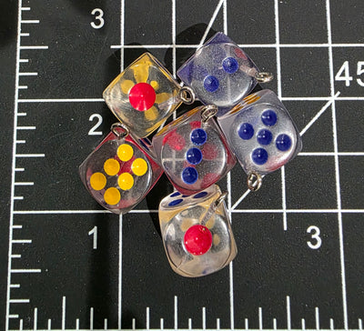 Dice Charms/ Colorful Dice Charms/ Lucky Dice Pendant 2pcs