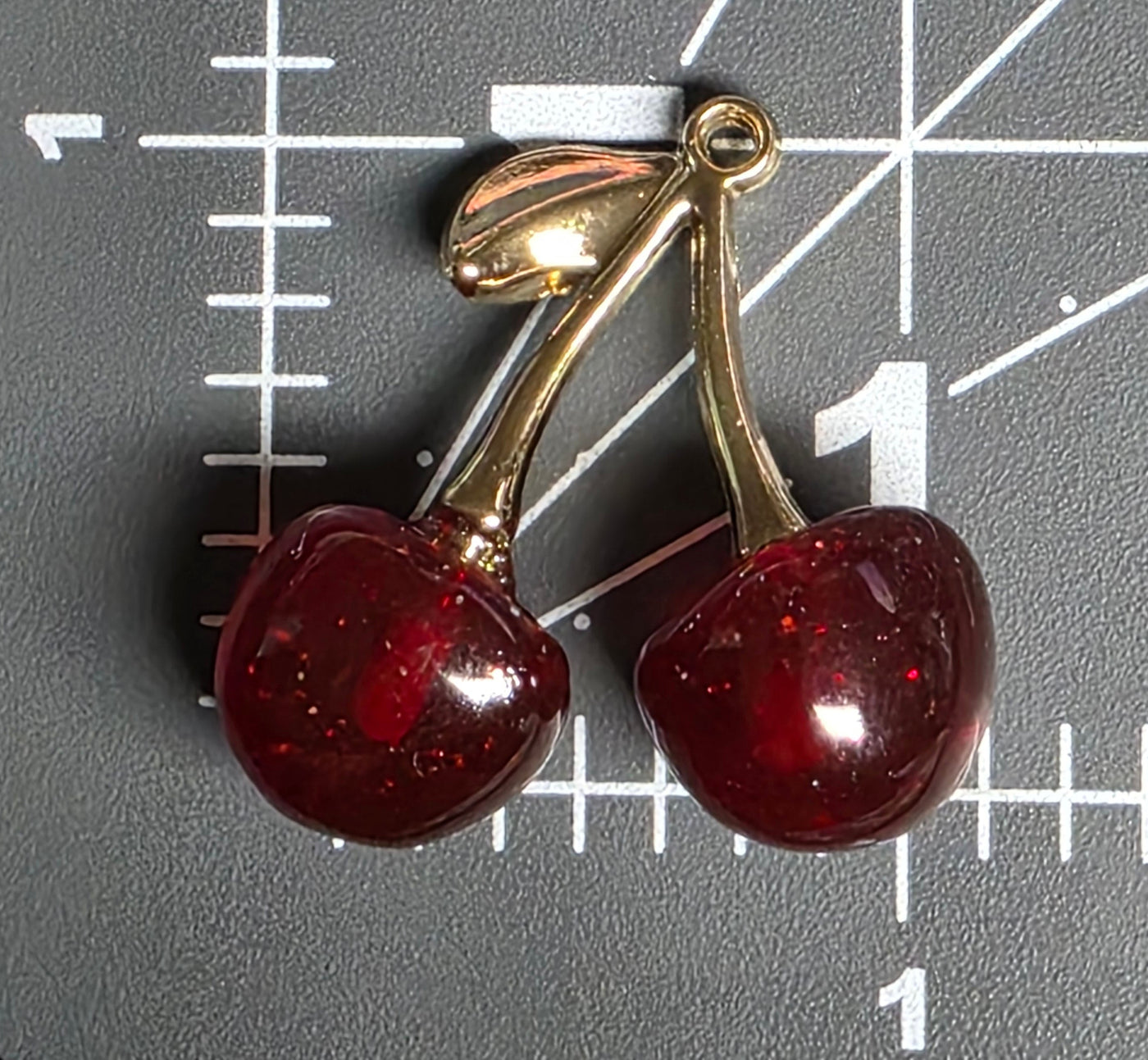 Resin Enamel Cherry Fruit Charms - Cute Cherry Pendant 2pcs