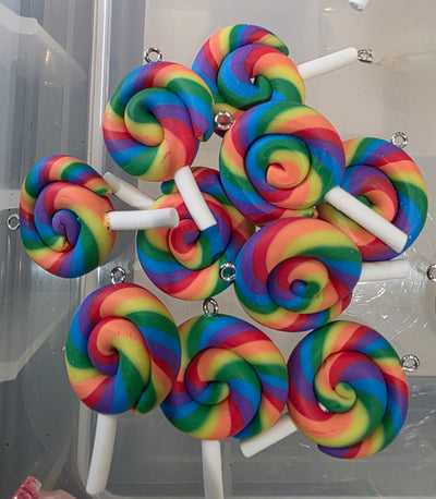 Rainbow Lollipop Charm | Kawaii Charm/Resin 1 PC Charm Pendant