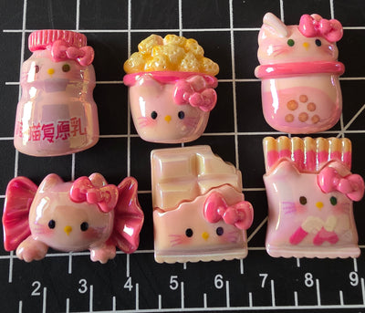 Flat back resin, Hello Kitty charms, Dessert charms