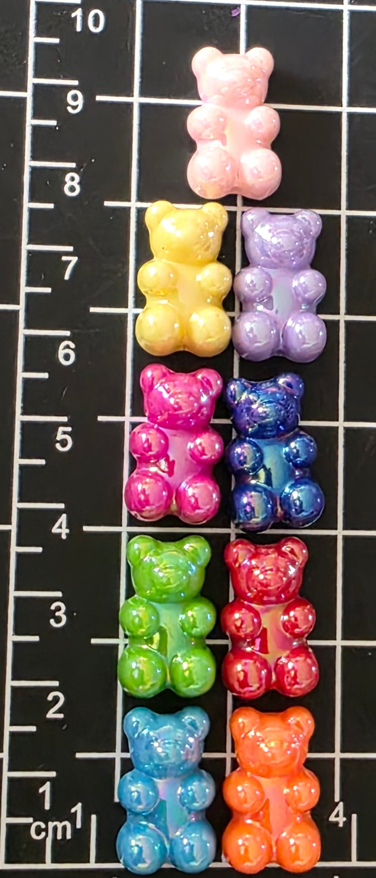 5pc Gummy Bear Charm (AB Coated) -Candy Charm -Rainbow Charm and Pendant