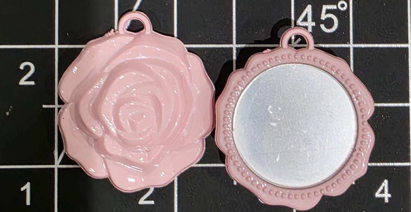 Resin Rose Mirror Pendant- 1 pc