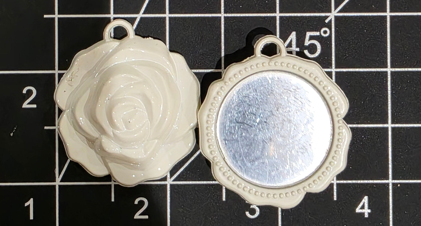 Resin Rose Mirror Pendant- 1 pc