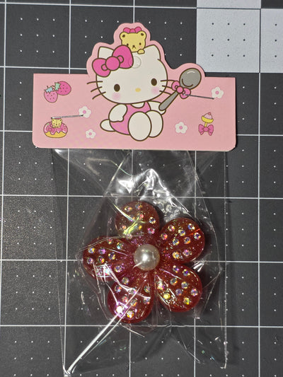 Rhinestone and Pearl Flower Resin Pendant