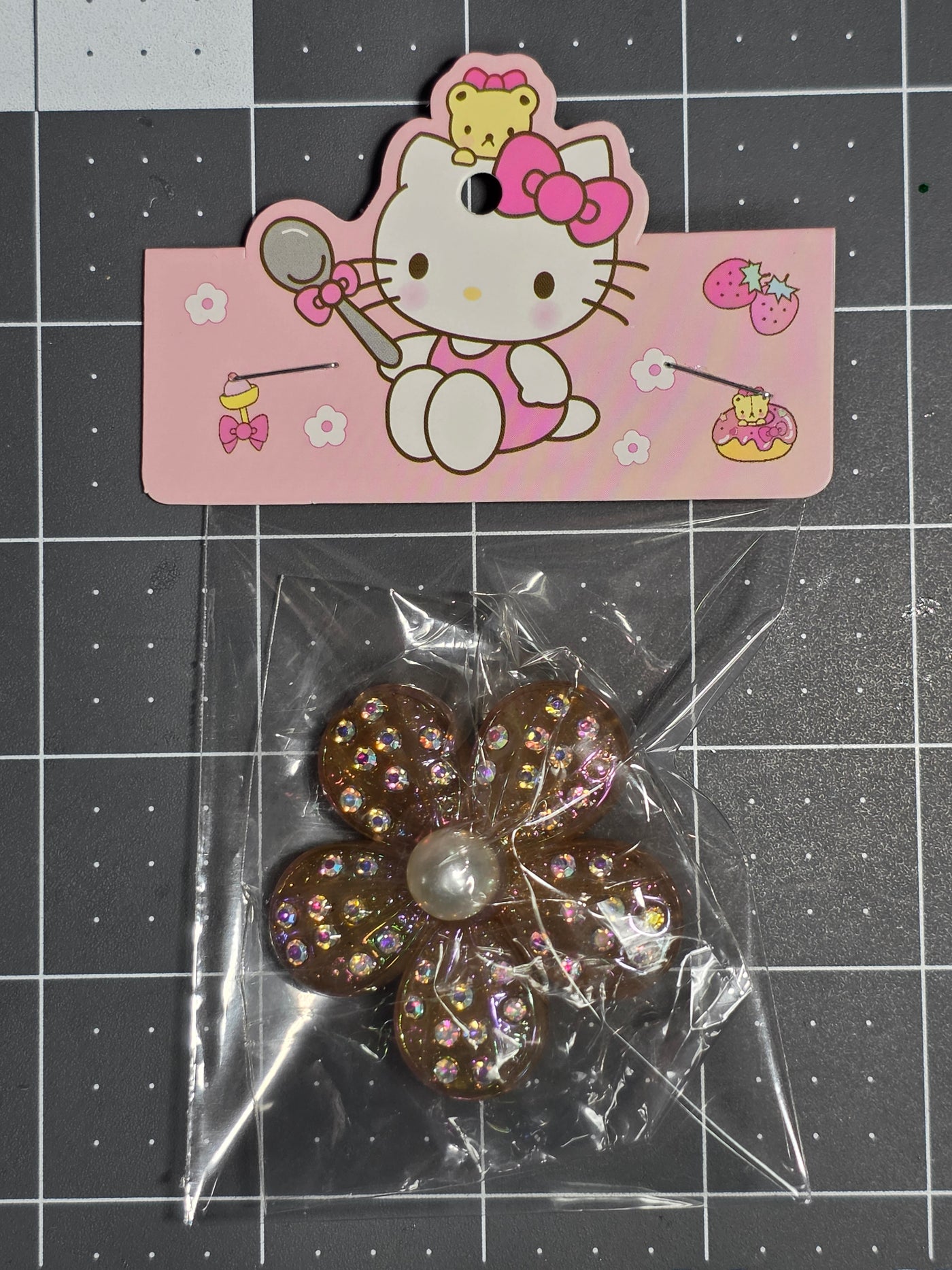 Rhinestone and Pearl Flower Resin Pendant