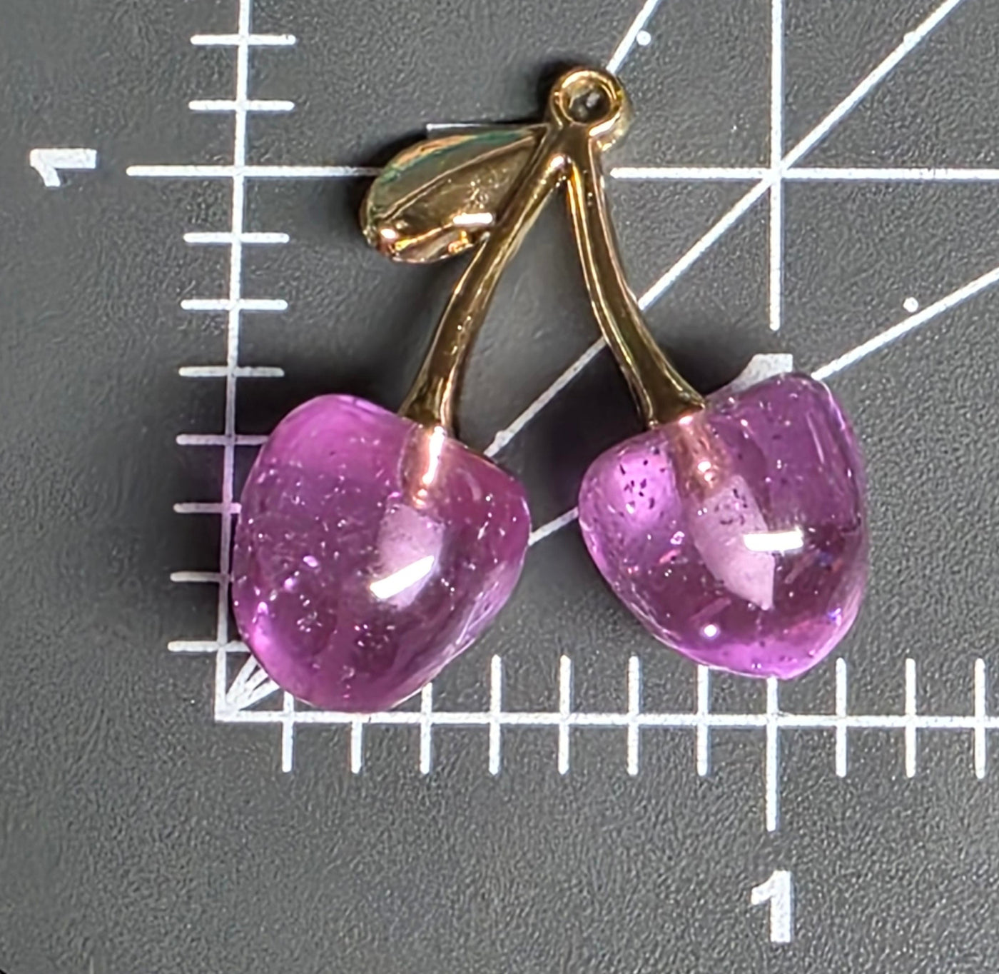 Resin Enamel Cherry Fruit Charms - Cute Cherry Pendant 2pcs