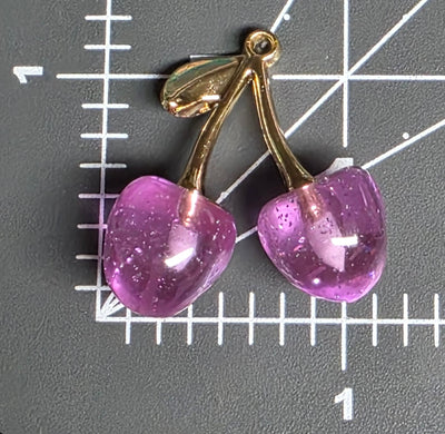 Resin Enamel Cherry Fruit Charms - Cute Cherry Pendant 2pcs