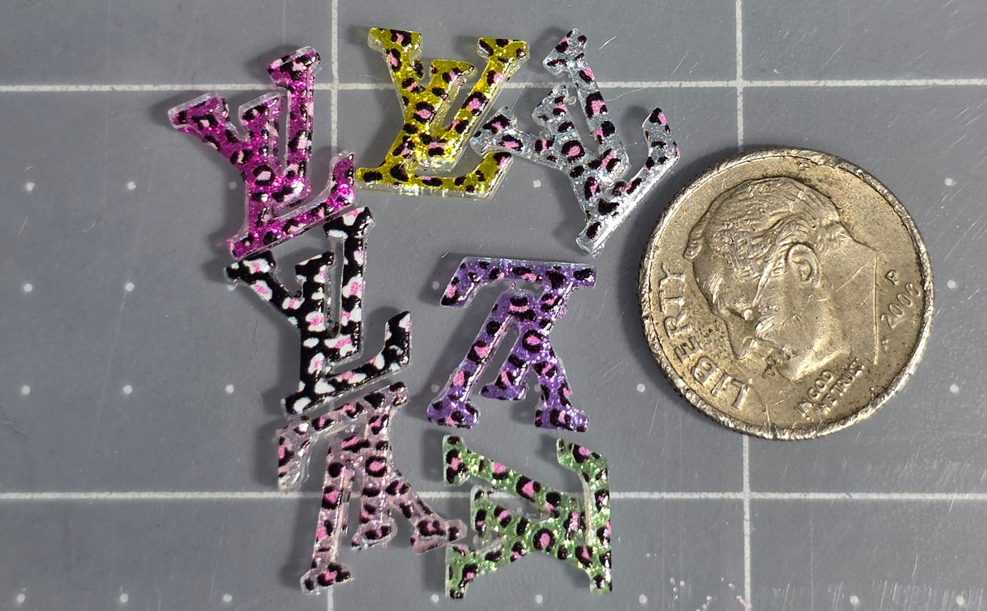 Designer Inspired Resin Nail Charm - Glitter LV