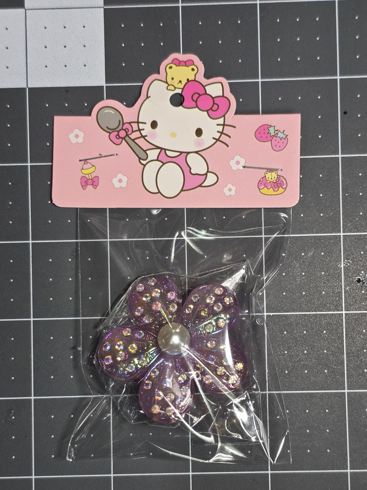 Rhinestone and Pearl Flower Resin Pendant