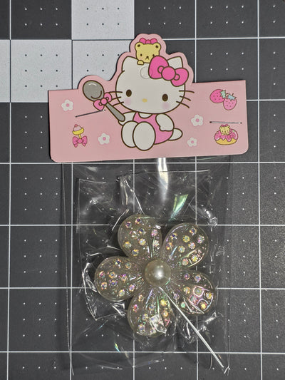 Rhinestone and Pearl Flower Resin Pendant