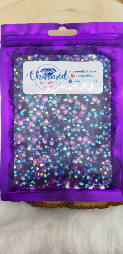 Purple AB Transparent Jelly Resin Round Flat Back Loose Rhinestones - Charmed By TJ