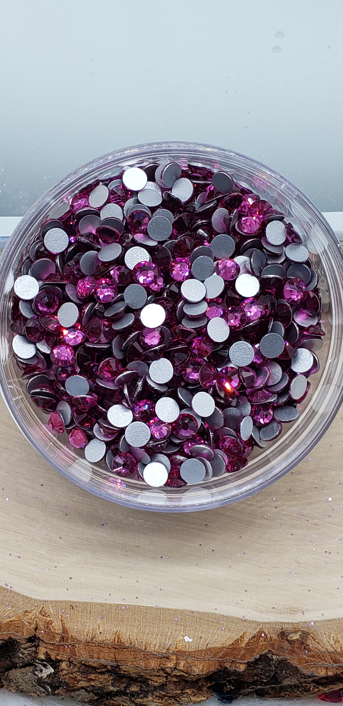 Fuchsia Glass Round Flat Back Rhinestones - Charmed By TJ