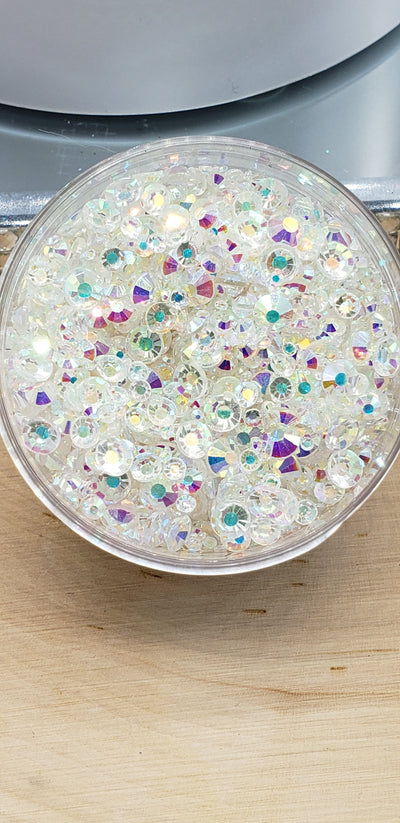 Mixed Size SS3- SS20 Flat Back Glass Rhinestones - Clear AB - Charmed By TJ