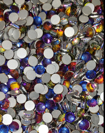 Blue Flame Glass Round Flat Back Rhinestones - Charmed By TJ