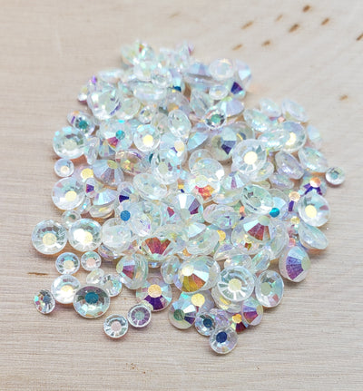 Mixed Size SS10- SS20 Flat Back Glass Rhinestones - Transparent Crystal AB - Charmed By TJ