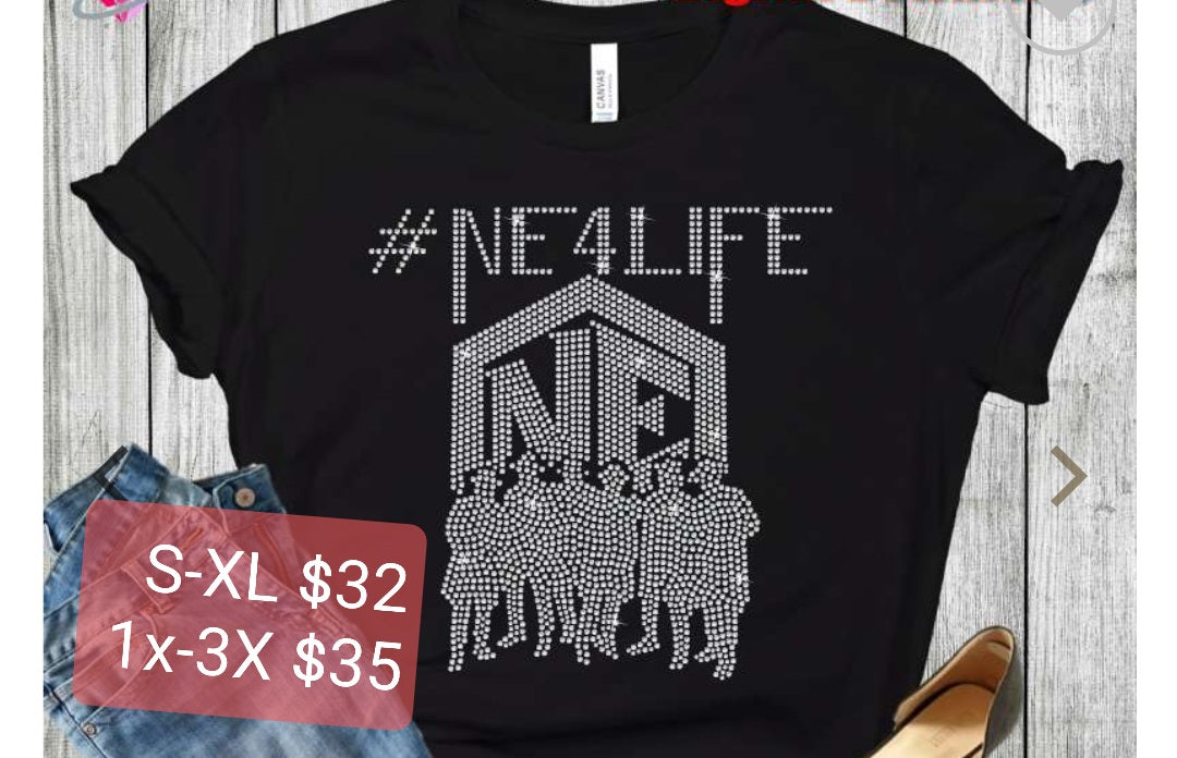 NE 4 Life  Rhinestone T-shirt - Charmed By TJ