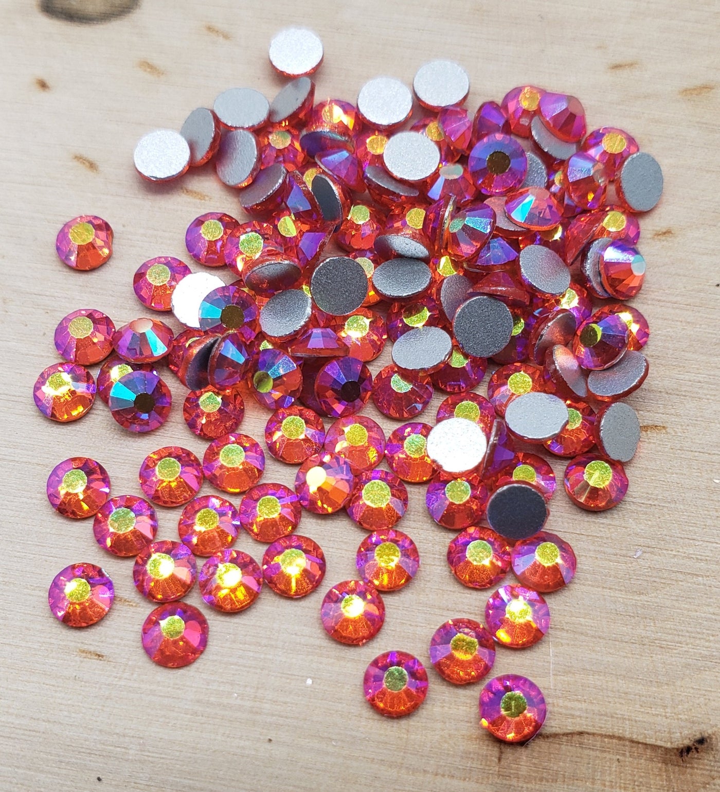 Siam AB Glass Round Flat Back Rhinestones - Charmed By TJ