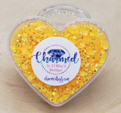 Rhinestones in a Heart Shaped Container