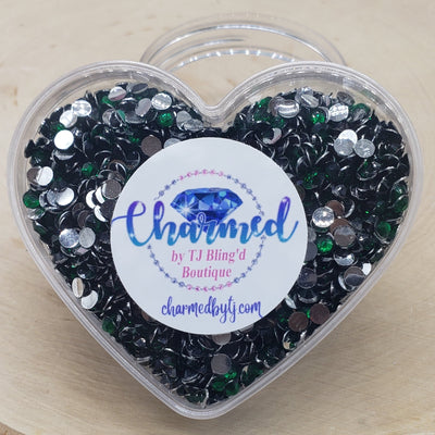 Rhinestones in a Heart Shaped Container