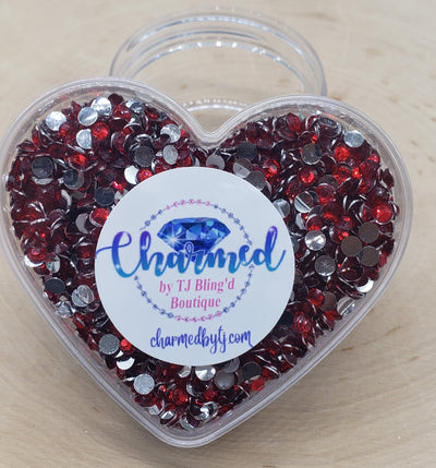 Rhinestones in a Heart Shaped Container