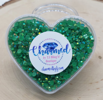 Rhinestones in a Heart Shaped Container