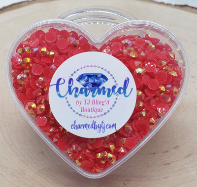 Rhinestones in a Heart Shaped Container