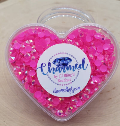 Rhinestones in a Heart Shaped Container