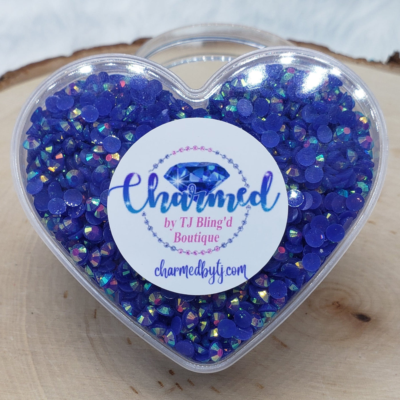 Rhinestones in a Heart Shaped Container