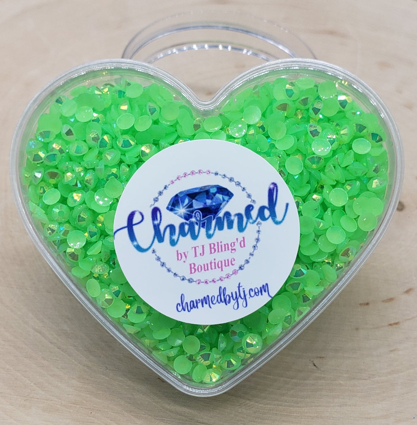 Rhinestones in a Heart Shaped Container