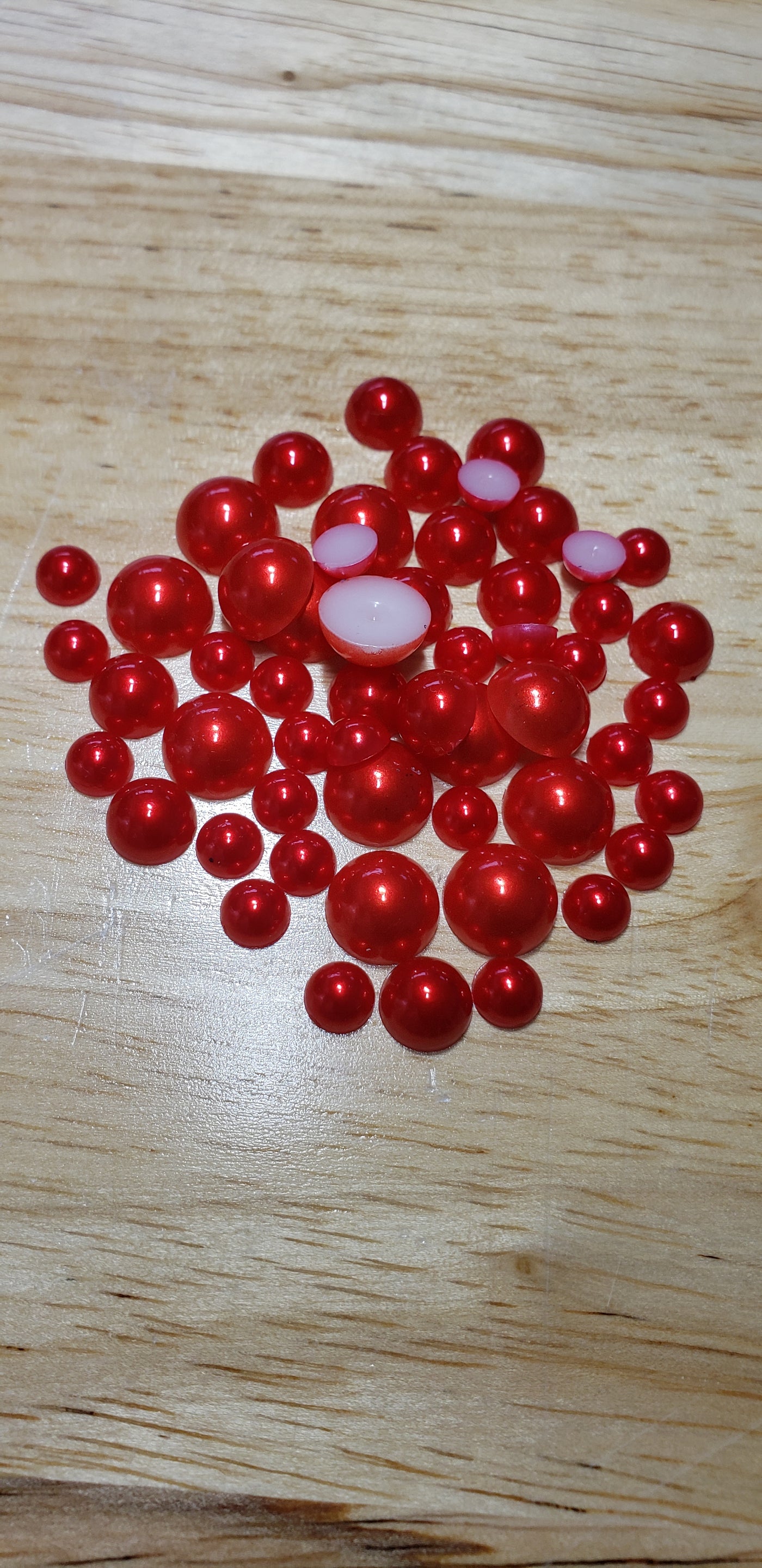 Flat Back red pearls