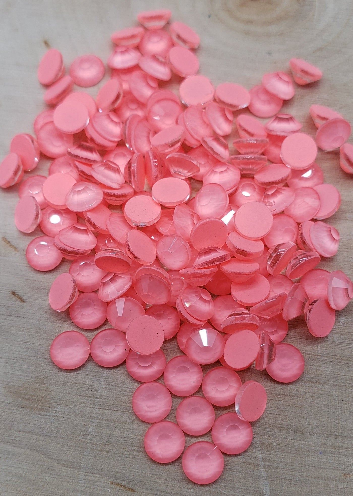 Coral Neon Glass Round Flat Back Rhinestones