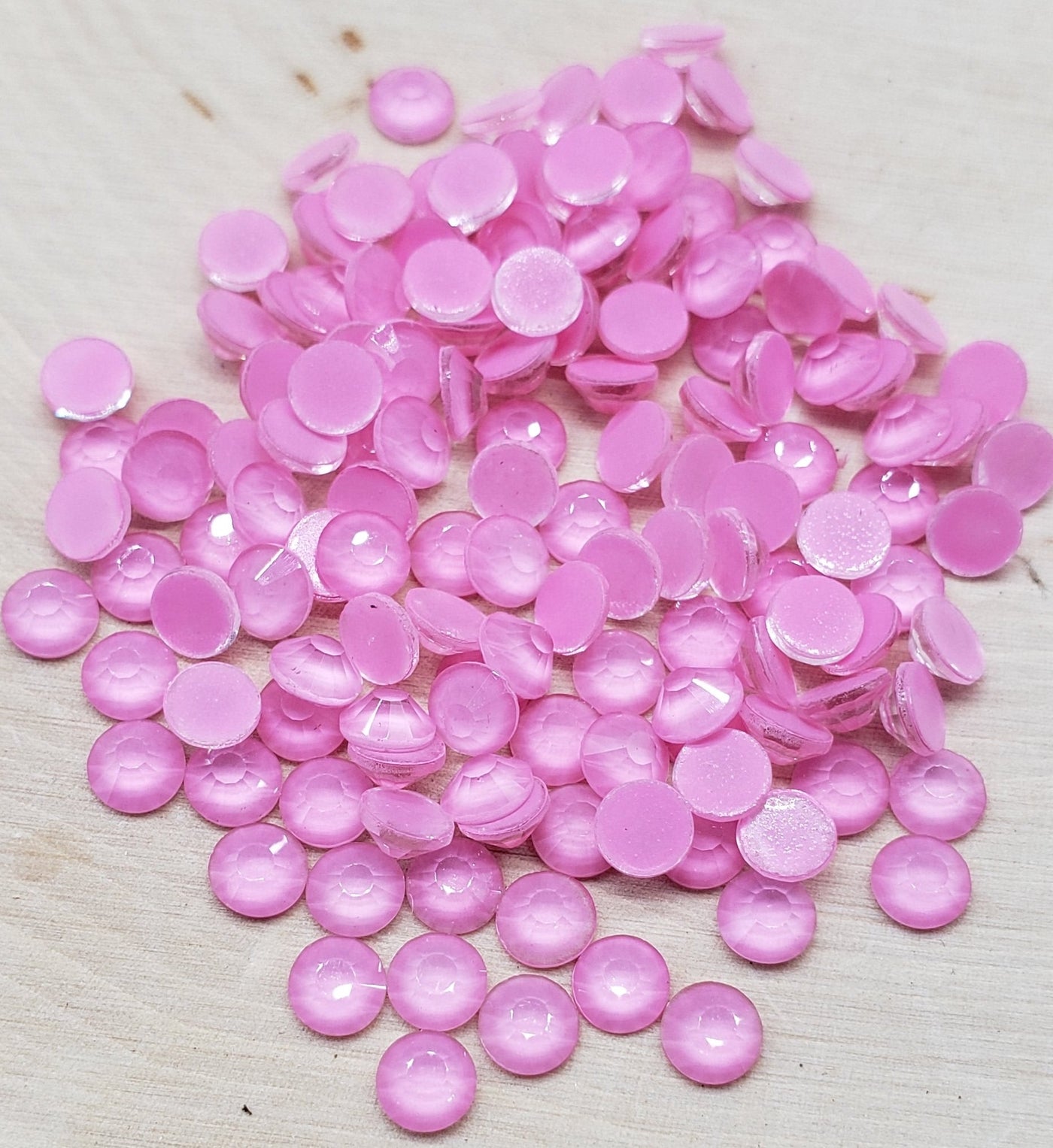 Lt Pink Mocha Glass Round Flat Back Rhinestones