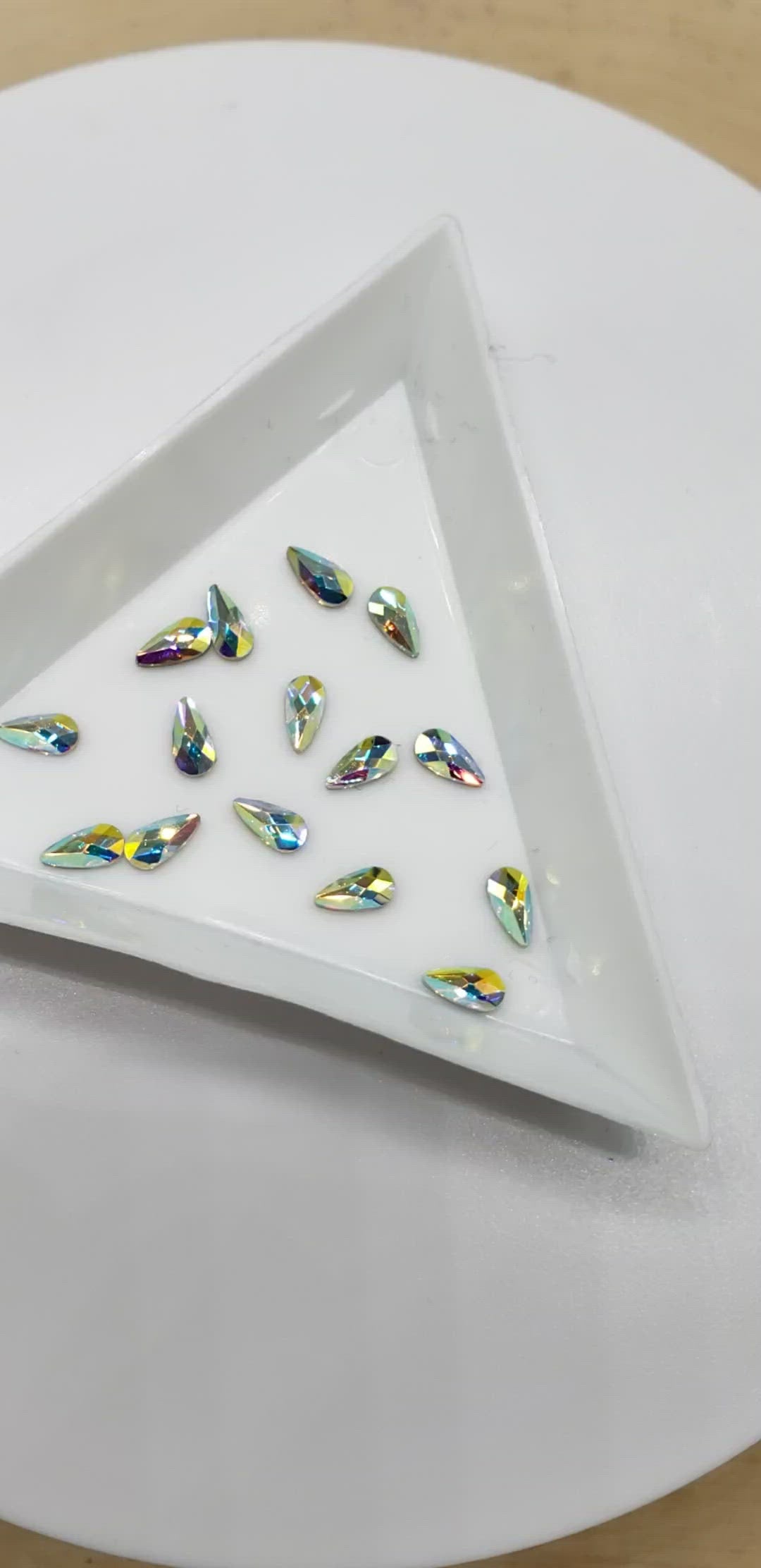 Glass Rhinestone Nail Art Decoration Accessories, Medium Size Teardrop, Crystal AB