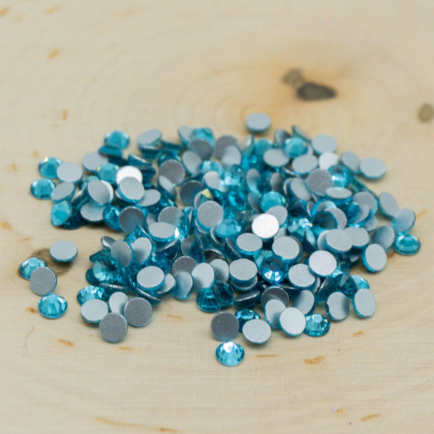 Aquamarine Glass Round Flat Back Rhinestones - Charmed By TJ