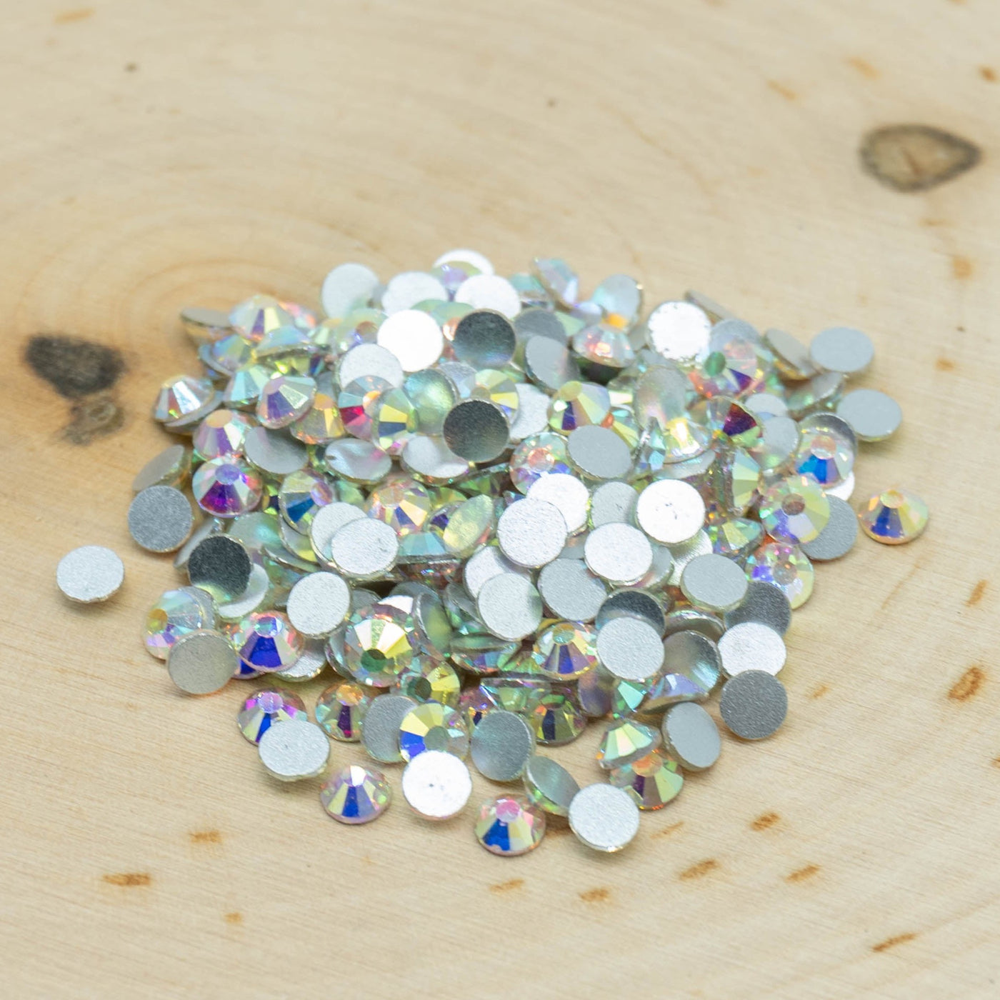 Crystal AB Glass Round Flat Back Rhinestones