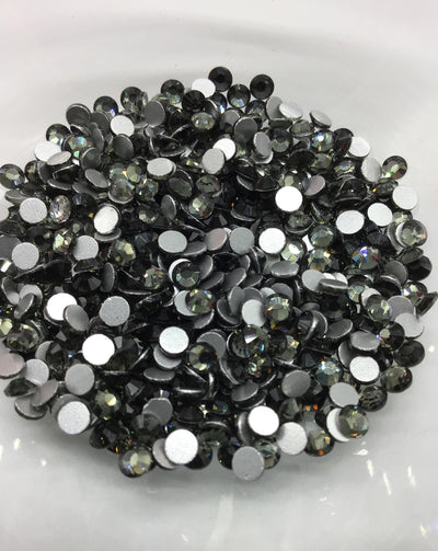Black Diamond Glass Round Flat Back Rhinestones - Charmed By TJ