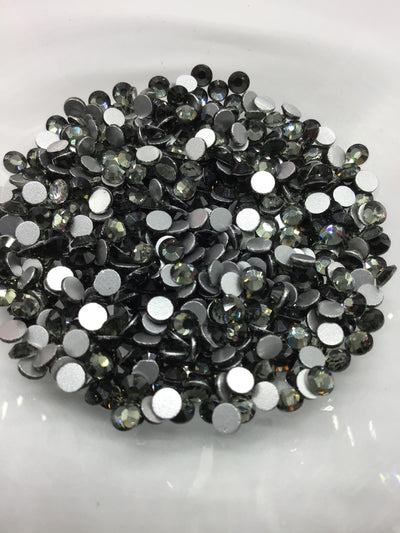 Black Diamond Glass Round Flat Back Rhinestones - Charmed By TJ