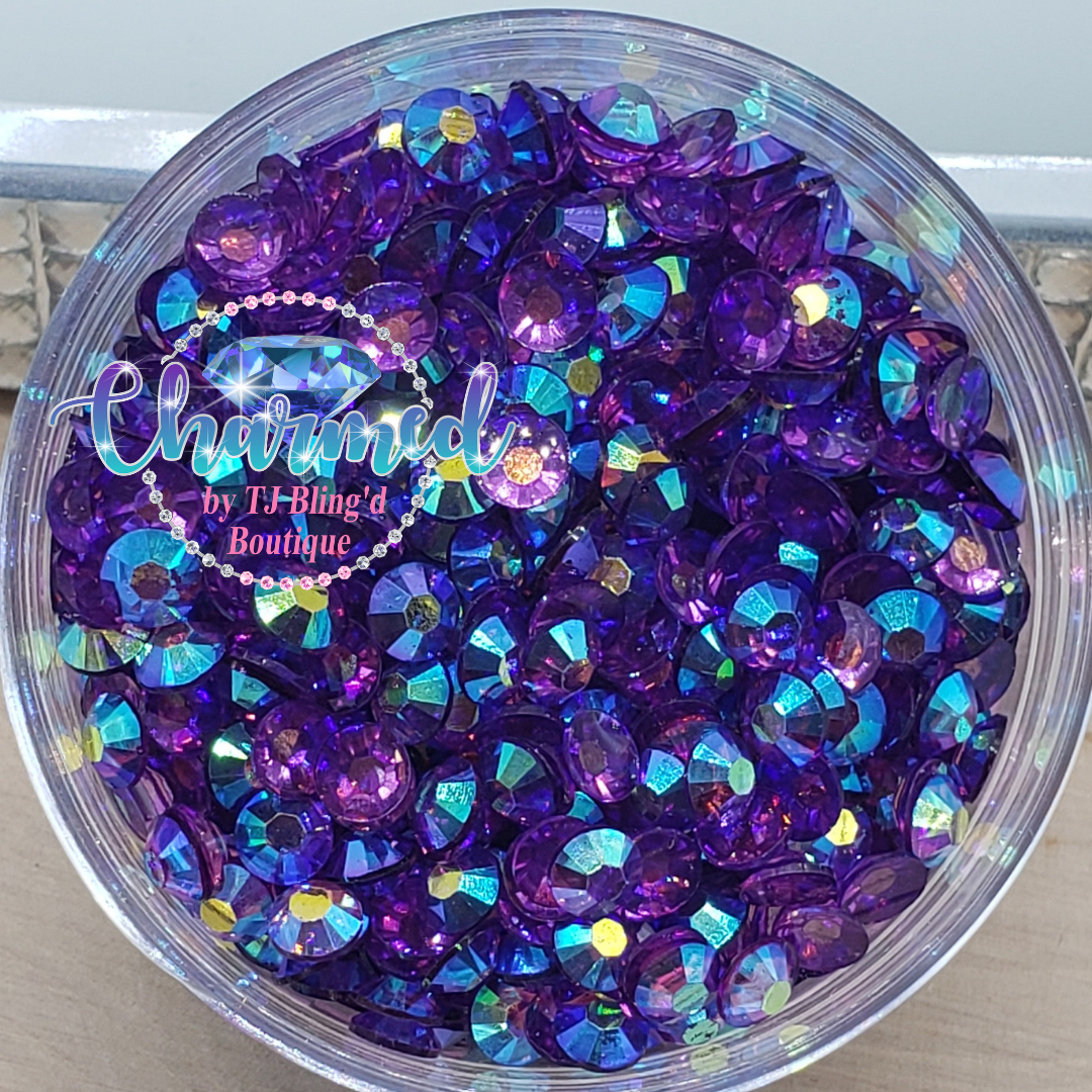 Purple AB Transparent Jelly Resin Round Flat Back Loose Rhinestones - Charmed By TJ