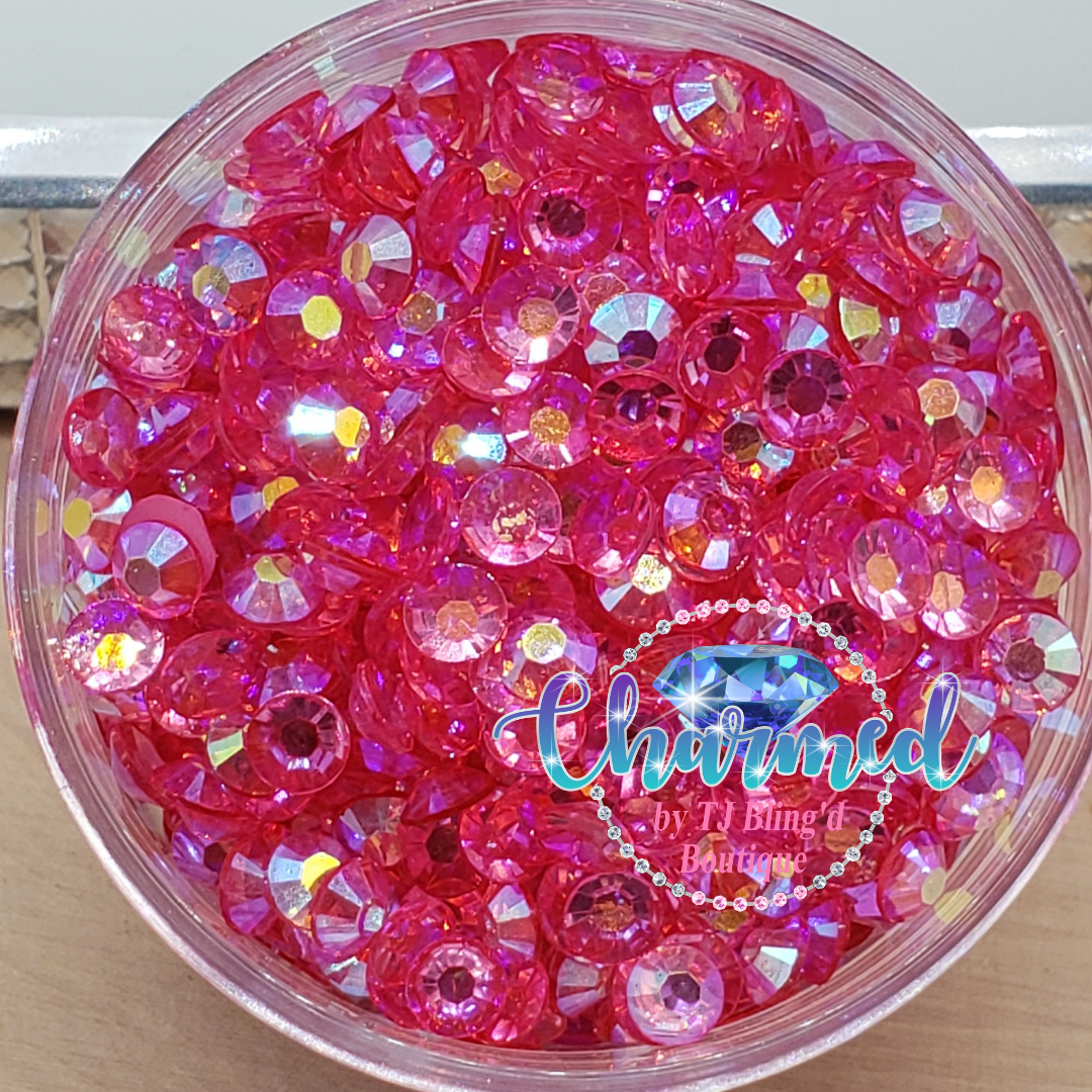 Rose AB Transparent Jelly Resin Round Flat Back Loose Rhinestones - Charmed By TJ