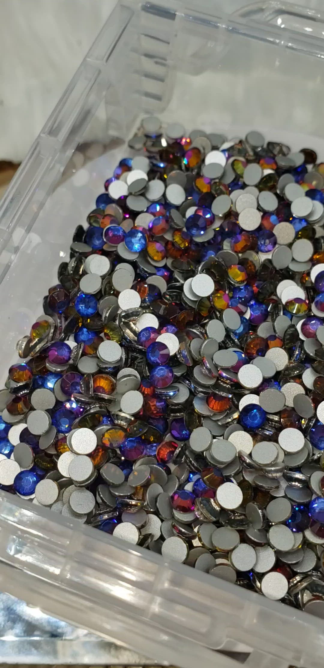 Blue Flame Glass Round Flat Back Rhinestones